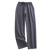 Ydojg Pants For Men Spring Summer Thin Day System Plaid Home Pants Loose Home Pajama Pants Grey S
